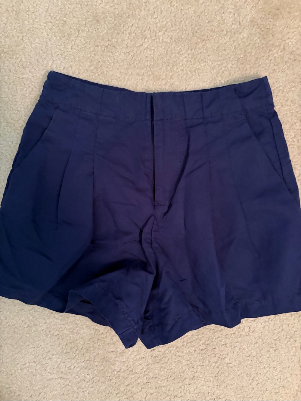 Vineyard Vines High-Waist Navy Blue Pleated Shorts